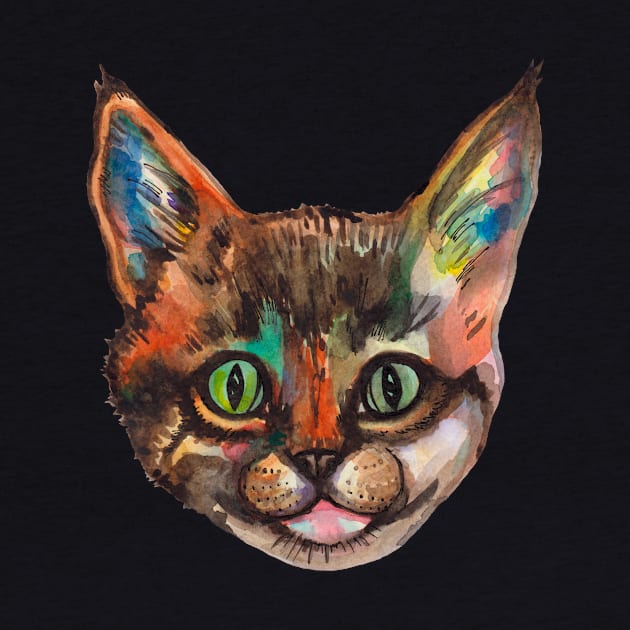 Watercolor kitty cat face by deadblackpony